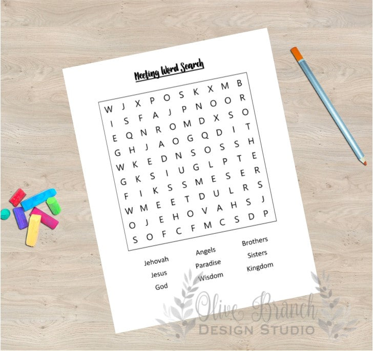 Meeting Word Search for Kids - English