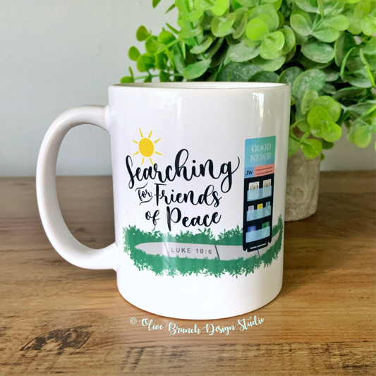 Searching for Friends of Peace | Luke 10:6 | Mug