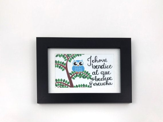 Listen obey and be blessed JW framed, personalized print for kids by Olive Branch Design Studio