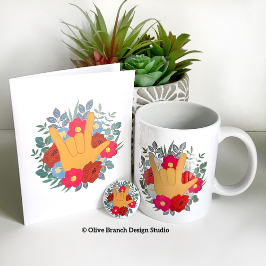 Sign Language Floral I Love You Gift Set