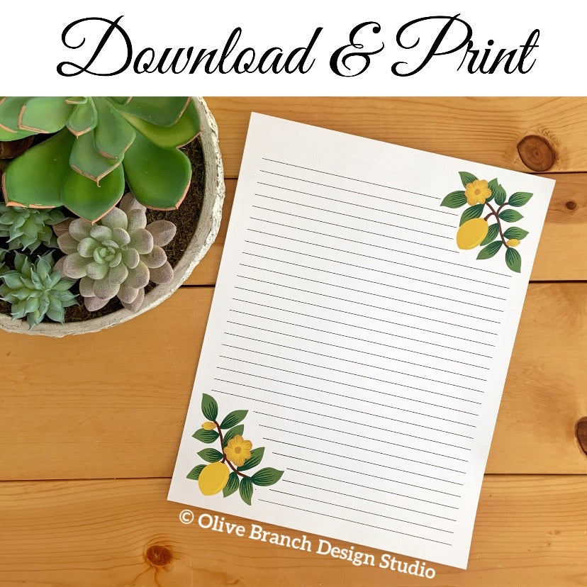 Lemon Letter Writing Page