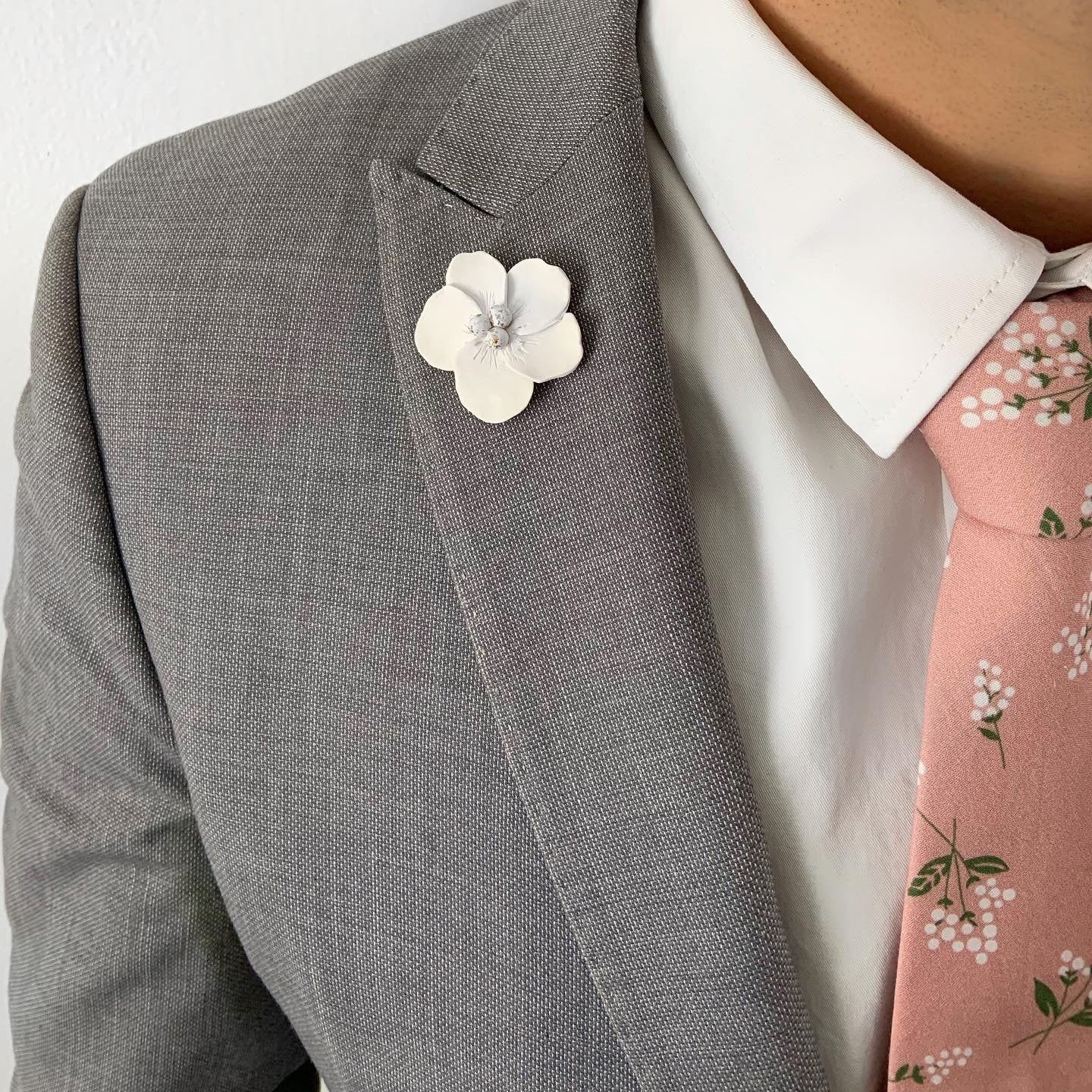 White Flower Lapel Pin