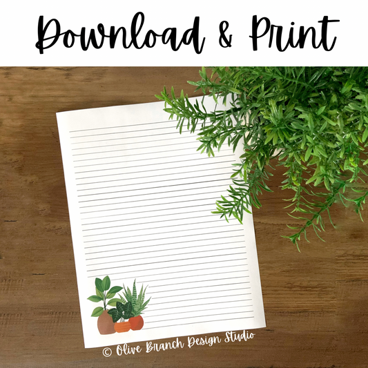 Potted Plants Letter Writing Page