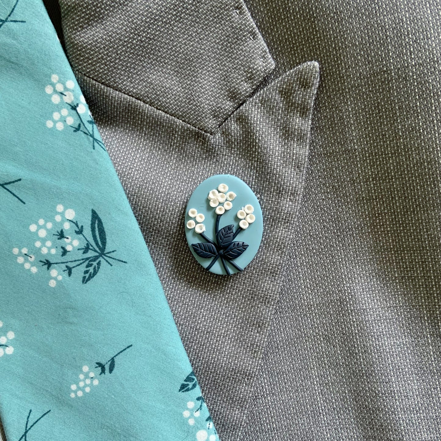 Blue Floral Lapel Pin