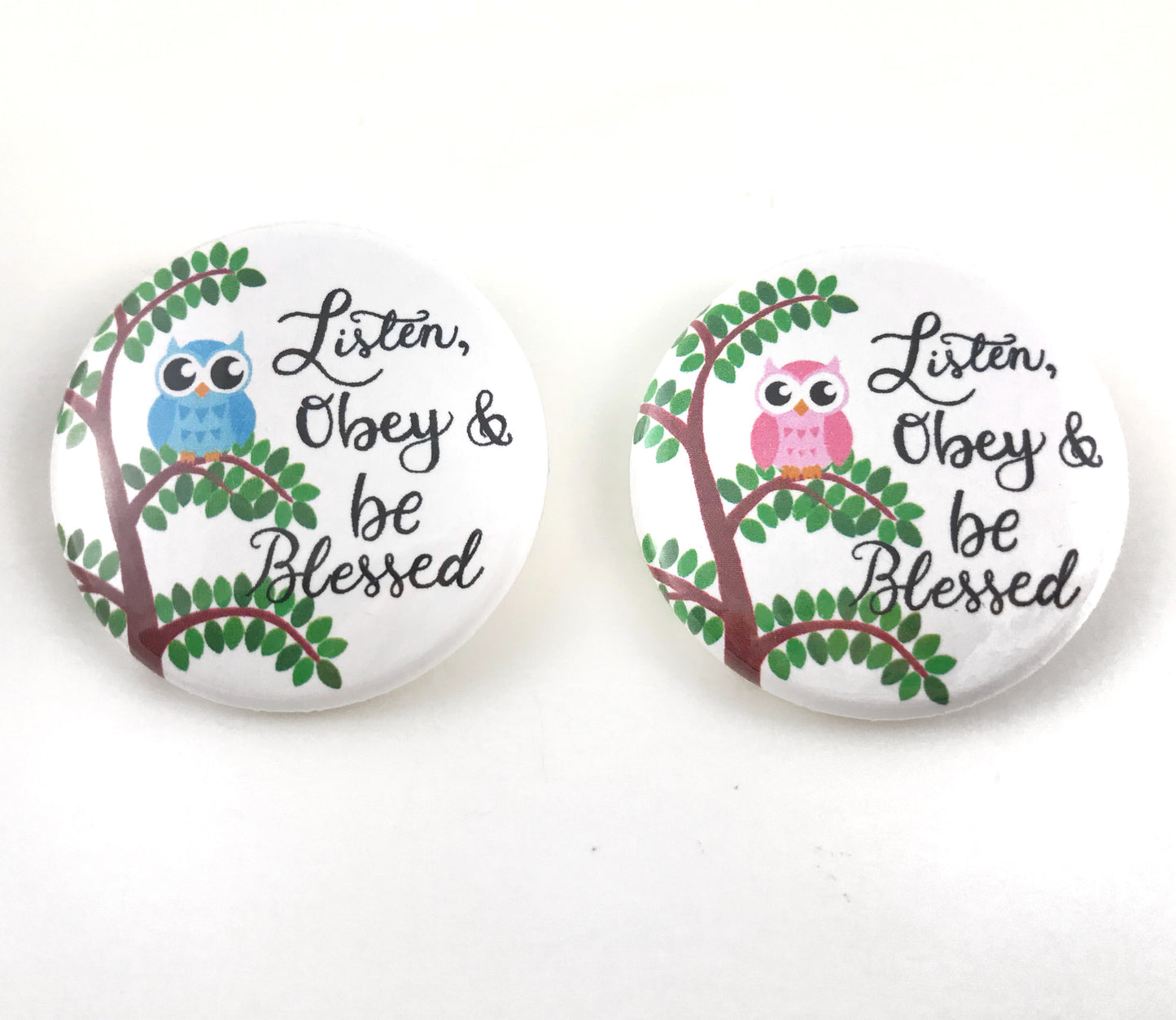 Listen, Obey & Be Blessed JW pins for kids by Olive Branch Design Studio