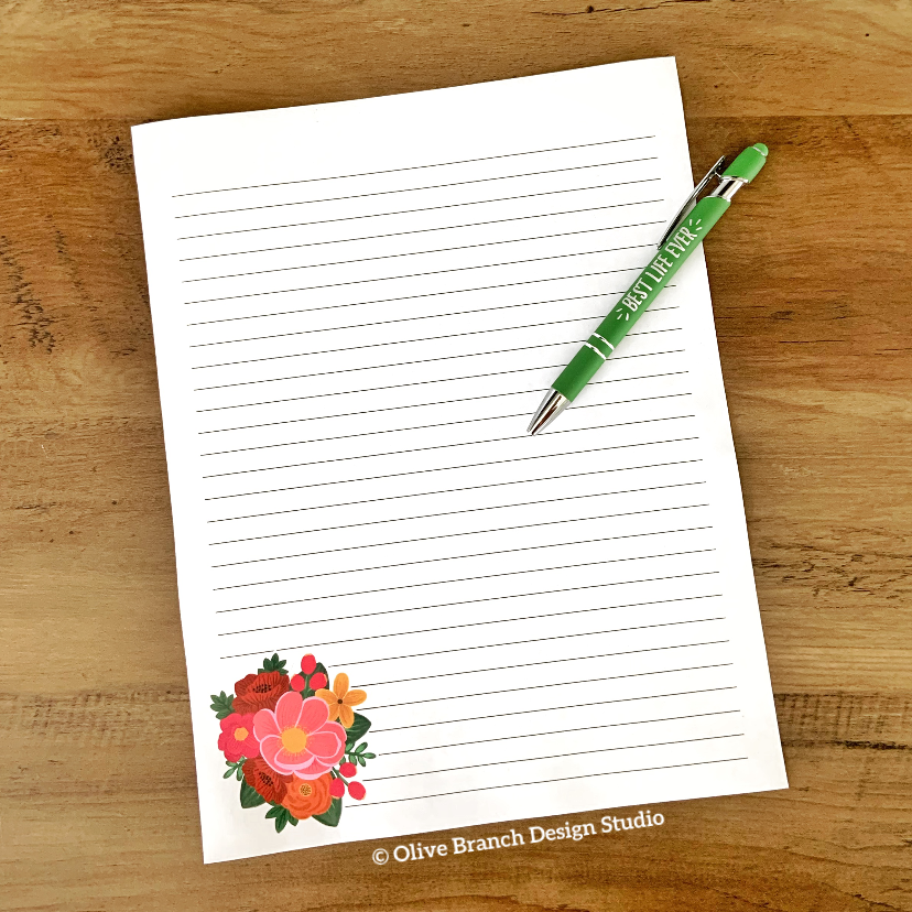 Bright Colorful Flowers Letter Writing Page