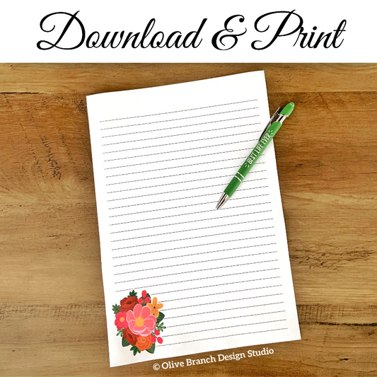 Bright Colorful Flowers Letter Writing Page