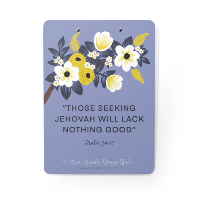 Those Seeking Jehovah Will Lack Nothing Good -Psalm 34:10 Clipboard (English)