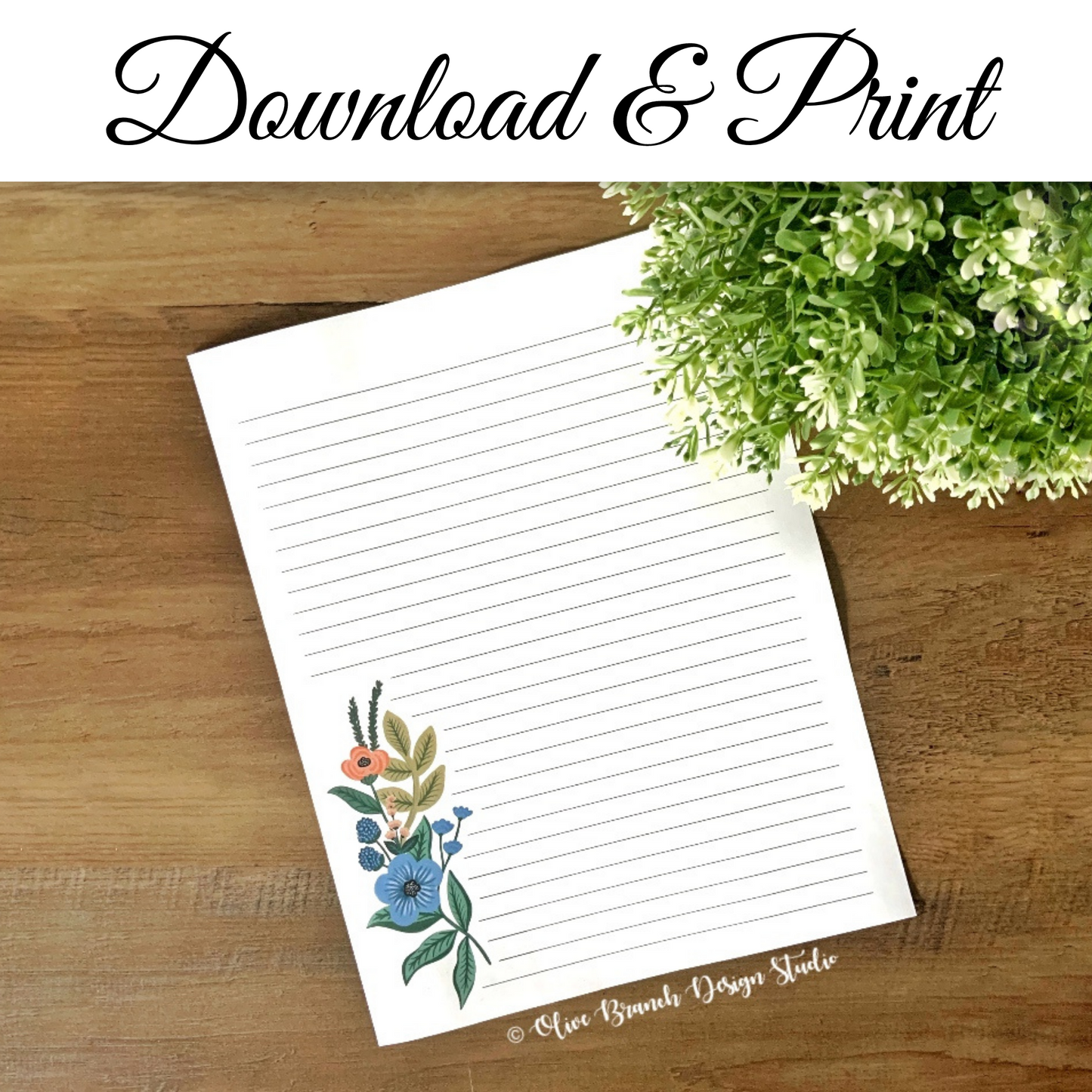 JW Letter Writing Paper Digital Download Peaceful Butterfly