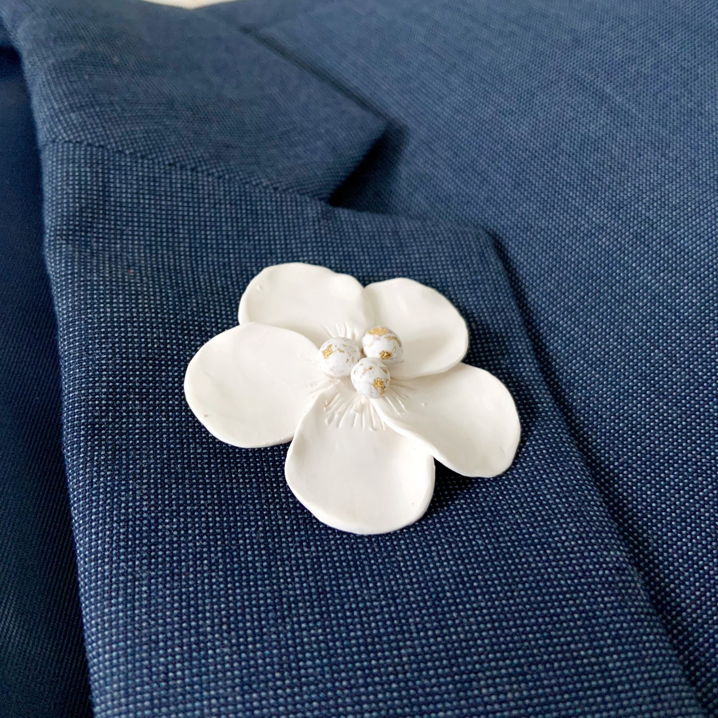 White Flower Lapel Pin